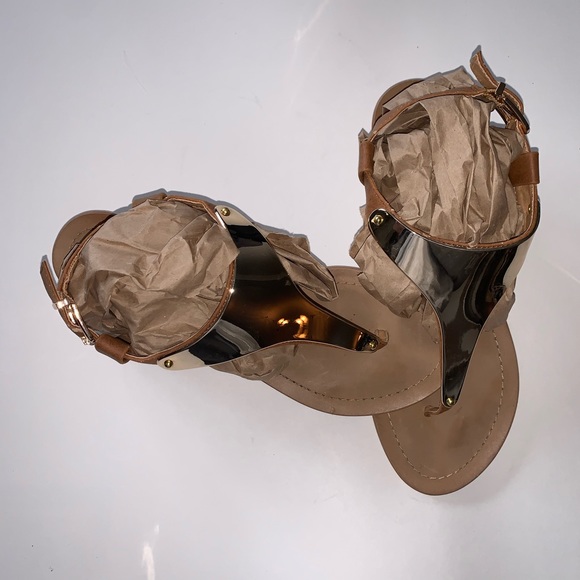 Aldo Tan & Gold Sandals - Picture 1 of 4